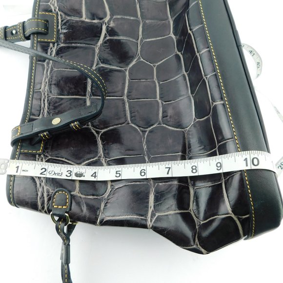 DOONEY BOURKE Large Purple Croc Print Leather Tasseled Satchel Shoulder Bag - Picture 15 of 15